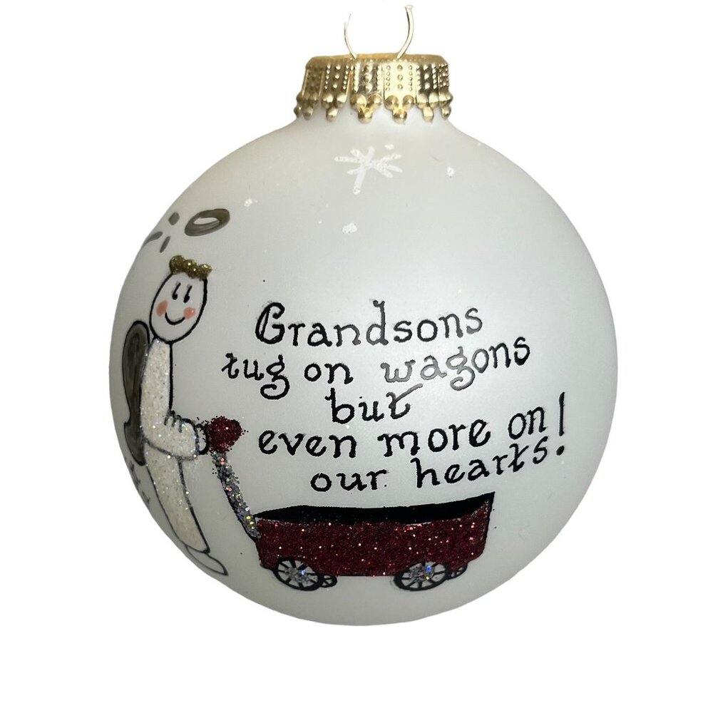 Heart Gifts by Teresa Handpainted Keepsake Grandson Round Cream New